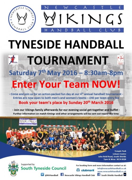 NVHC Tyneside Handball Tournament Entry Poster (March 2016)