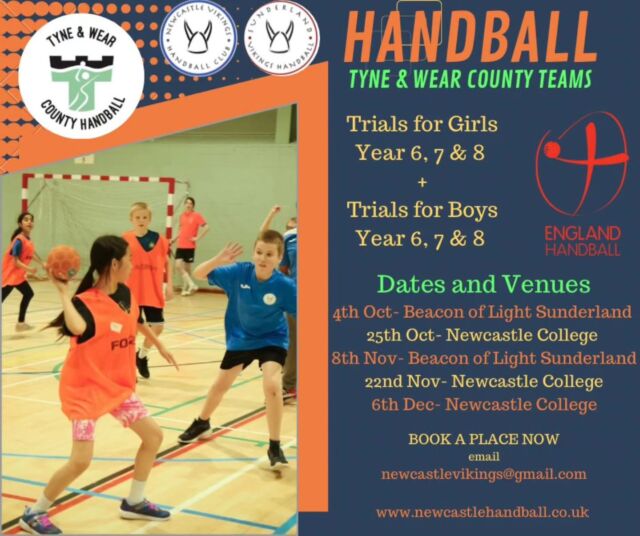 ➡️ Today's County Handball Trials session in Sunderland at the Beacon of Light is unfortunately CANCELLED due to the Sunderland FC home match at the adjacent Stadium of Light this evening. Apologies for the inconvenience 😥 but we look forward to welcoming you to our other forthcoming sessions at the Beacon of Light and Newcastle College.