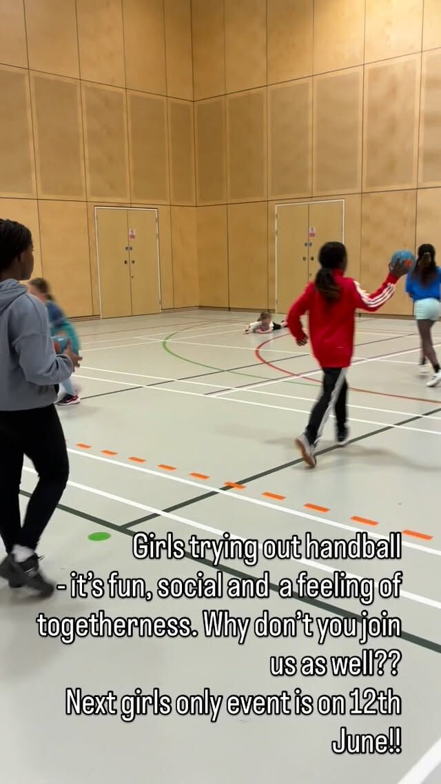 Girls trying out handball 
- it’s fun, social and  a feeling of togetherness. Why don’t you join us as well?? 
Next girls only event is on 12th June!! 